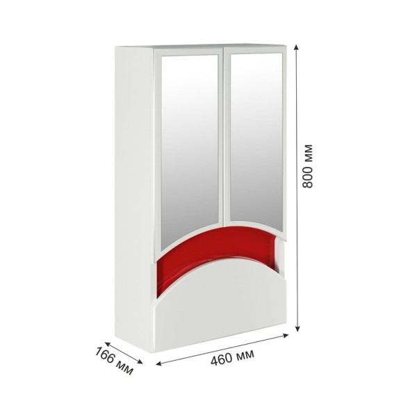 Шкаф с зеркалом в ванную MIXLINE 46х17х80 красный ПВХ