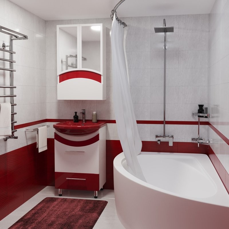 Шкаф с зеркалом в ванную MIXLINE 46х17х80 красный ПВХ