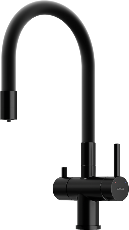 Смеситель для кухни Sancos Lucia SC4004MB с гибким изливом, матовый черный