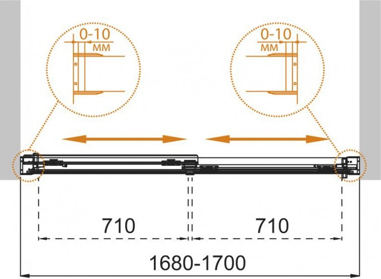 Шторка на ванну Cezares Tandem Soft VF 2 170/145 C Cr IV стекло прозрачное