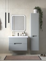 Тумба с раковиной SanStar Ориана 70 подвесная, серая, раковина Cersanit Como 70