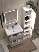 Тумба с раковиной SanStar Ориана 70 подвесная, серая, раковина Cersanit Como 70