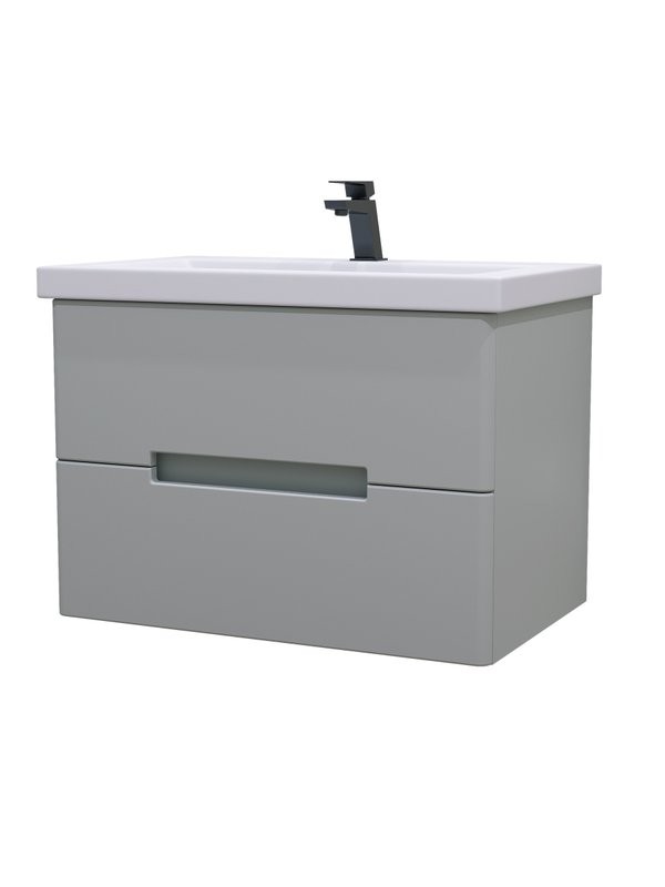 Тумба с раковиной SanStar Ориана 70 подвесная, серая, раковина Cersanit Como 70