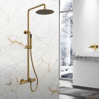 Душевая стойка Vincea Vogue VSFS-1V1TBG с термостатом, брашированное золото