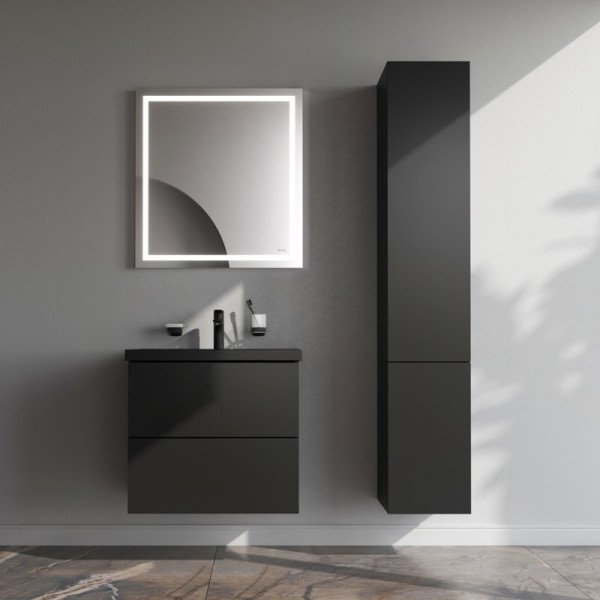 Мебель для ванной комнаты AM.PM Gem 60 черная матовая, подвесная, с 2 ящиками