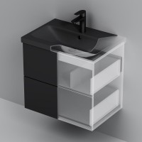 Мебель для ванной комнаты AM.PM Gem 60 черная матовая, подвесная, с 2 ящиками