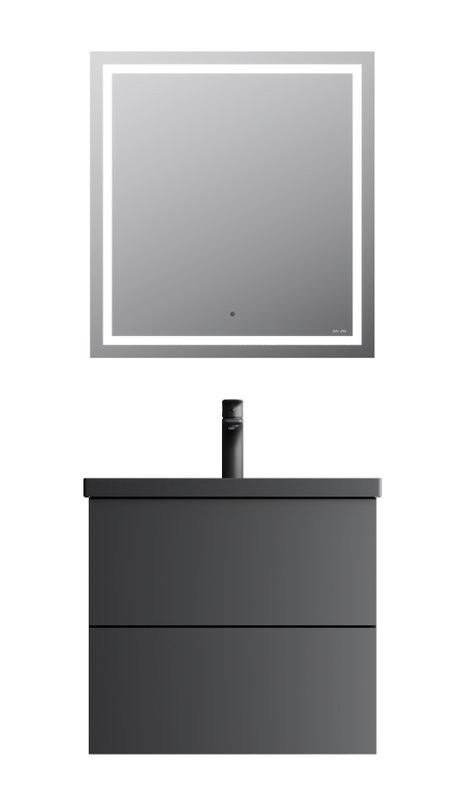 Мебель для ванной комнаты AM.PM Gem 60 черная матовая, подвесная, с 2 ящиками