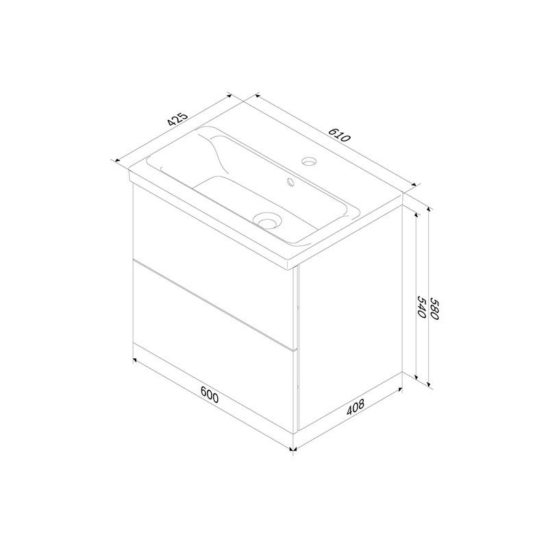 Мебель для ванной комнаты AM.PM Gem 60 черная матовая, подвесная, с 2 ящиками