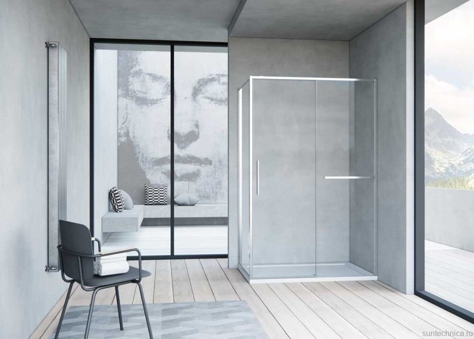 Душевой уголок Vincea Slim Soft VSR-1SS9010CL 100x90, профиль хром, стекло прозрачное