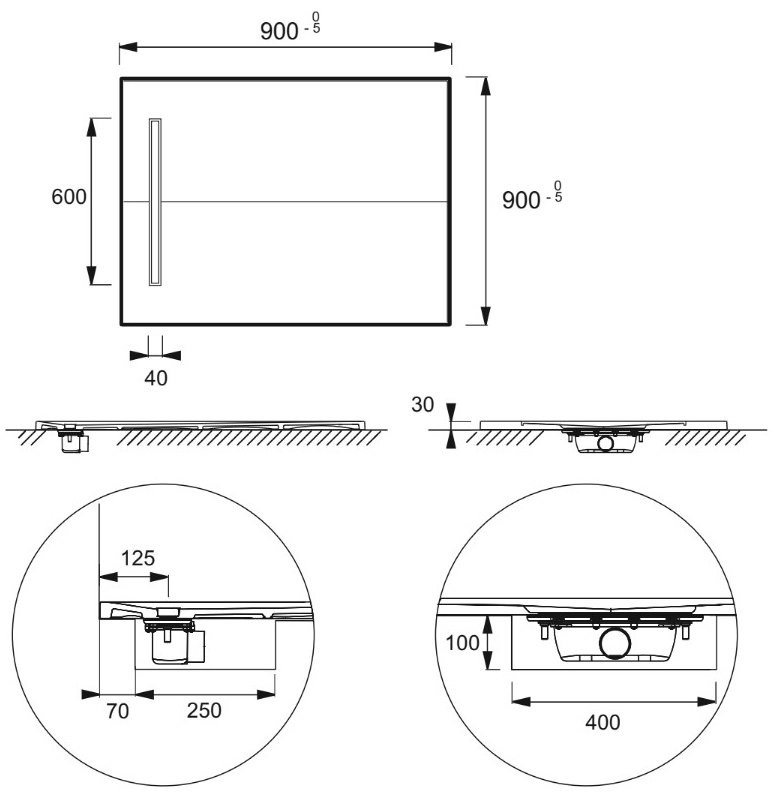 Поддон для душа Jacob Delafon Surface 90х90 с сифоном
