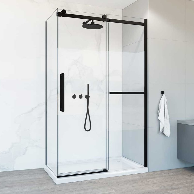 Душевой уголок Vincea Como Soft VSR-1CS1013CLB 130x100 см профиль черный, стекло прозрачное