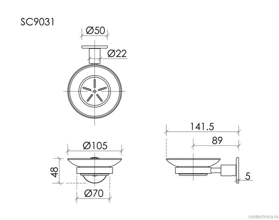 Мыльница Sancos Base SC9031BG настенная, стеклянная, золотая