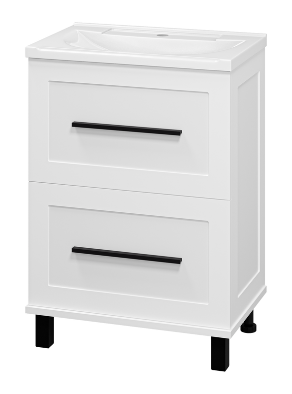 Тумба с раковиной Misty Модерн 60 напольная, матовая белая