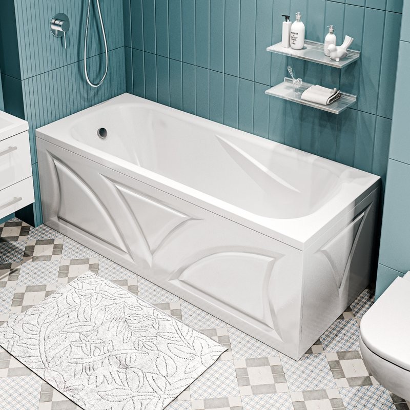 Акриловая ванна 1MarKa Classic 170x70 см, пристенная, белая, с каркасом