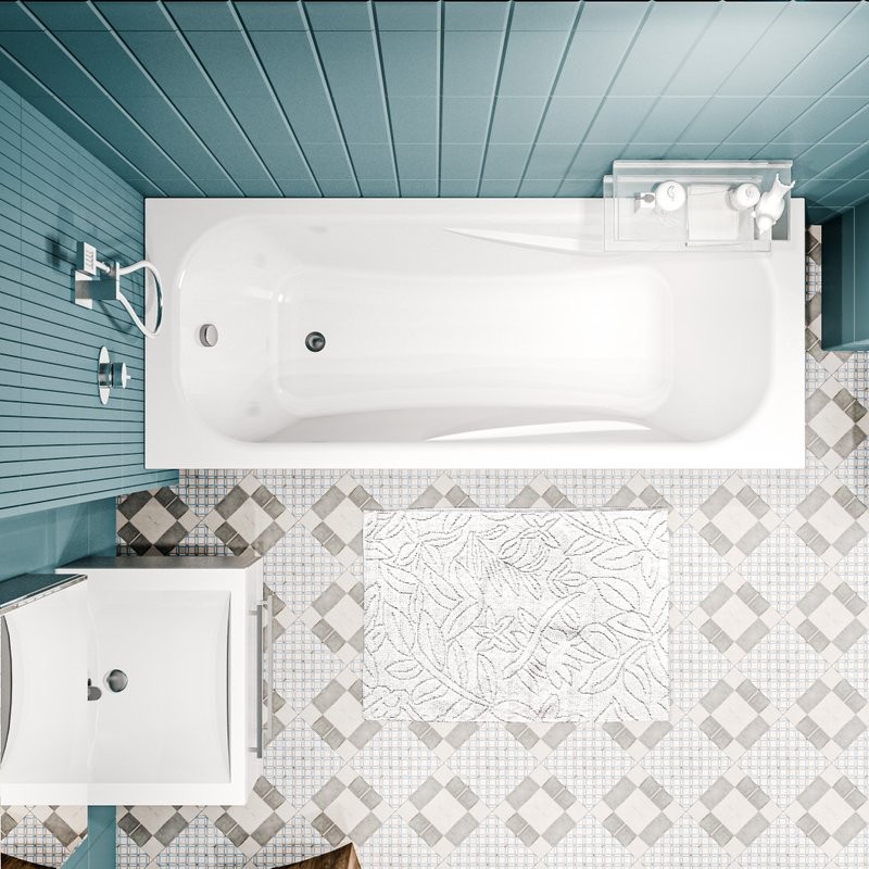 Акриловая ванна 1MarKa Classic 170x70 см, пристенная, белая, с каркасом