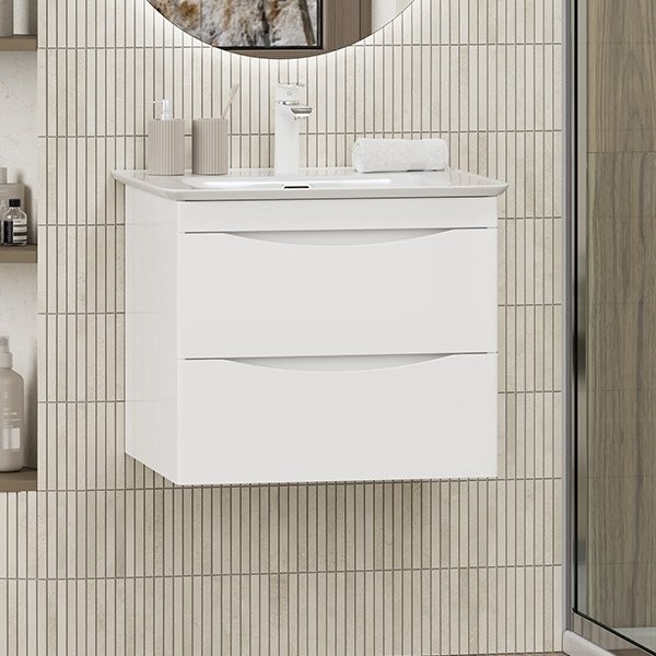 Тумба под раковину без столешницы Misty Мираж 60 подвесная, белый глянец