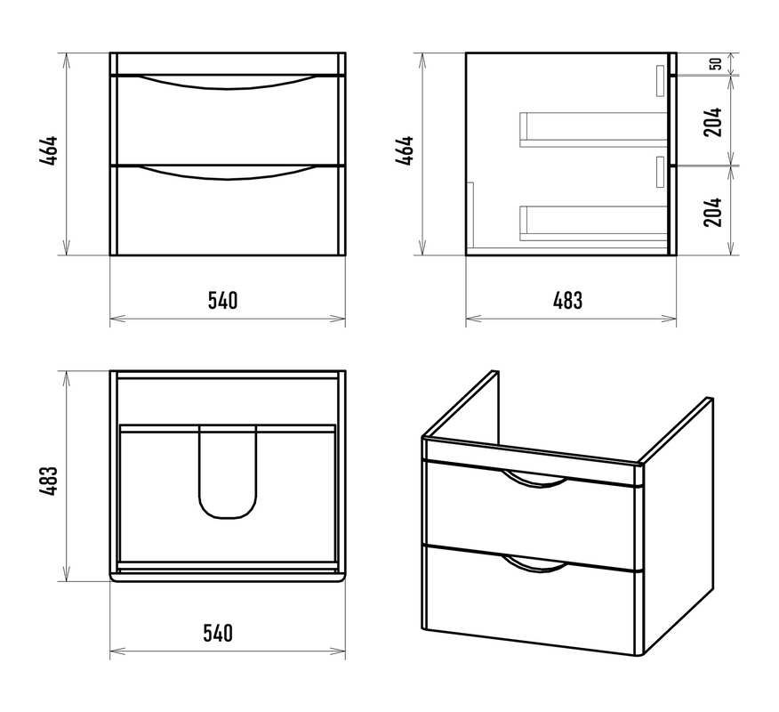 Тумба под раковину без столешницы Misty Мираж 60 подвесная, белый глянец