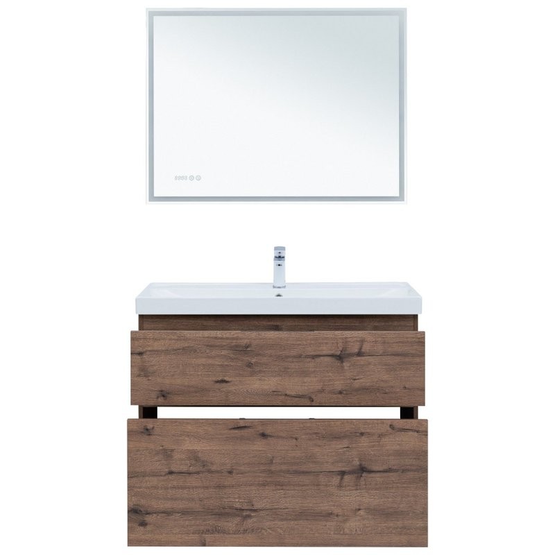 Тумба под раковину Aquanet Алвита New 100 напольная, дуб веллингтон табак