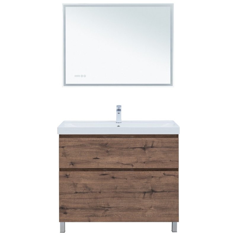 Тумба под раковину Aquanet Алвита New 100 напольная, дуб веллингтон табак