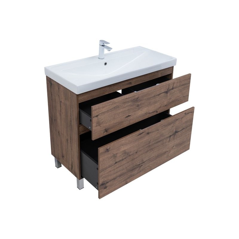 Тумба под раковину Aquanet Алвита New 100 напольная, дуб веллингтон табак