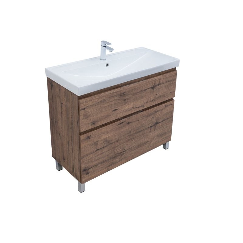 Тумба под раковину Aquanet Алвита New 100 напольная, дуб веллингтон табак