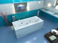 Акриловая ванна Bas Ямайка 180x80 см, пристенная, с гидромассажем, белая, с каркасом