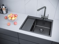 Комплект Мойка Paulmark Kroner PM225951-GMR вороненая сталь R + Измельчитель Intenso