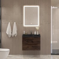 Мебель для ванной комнаты BelBagno Marino 60 подвесная, rovere moro, черная раовина