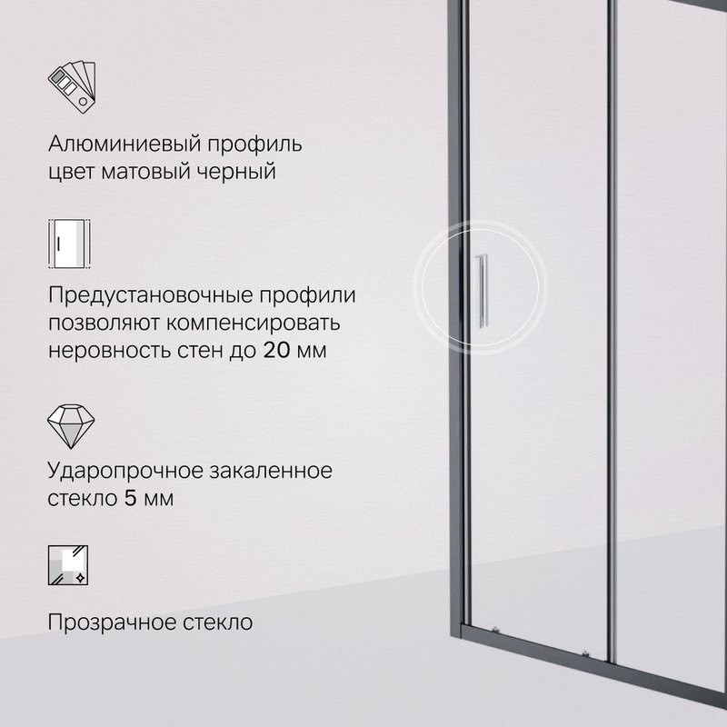 Душевая дверь в нишу AM.PM Gem Solo W90G-100-1-195BT 100 см