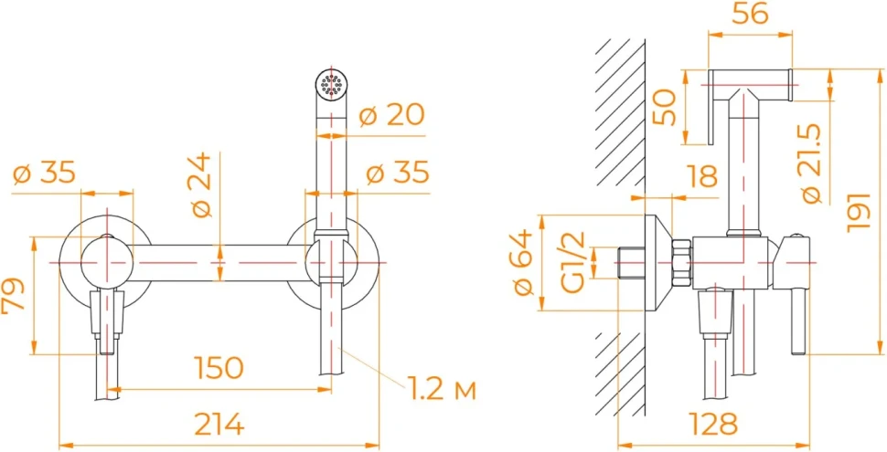 Гигиенический душ RGW Shower Panels SP-215B со смесителем, черный