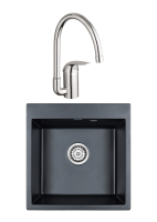 Комплект Мойка Paulmark Kante 50 PM105152-BLM черный металлик + Смеситель Grohe Euroeco