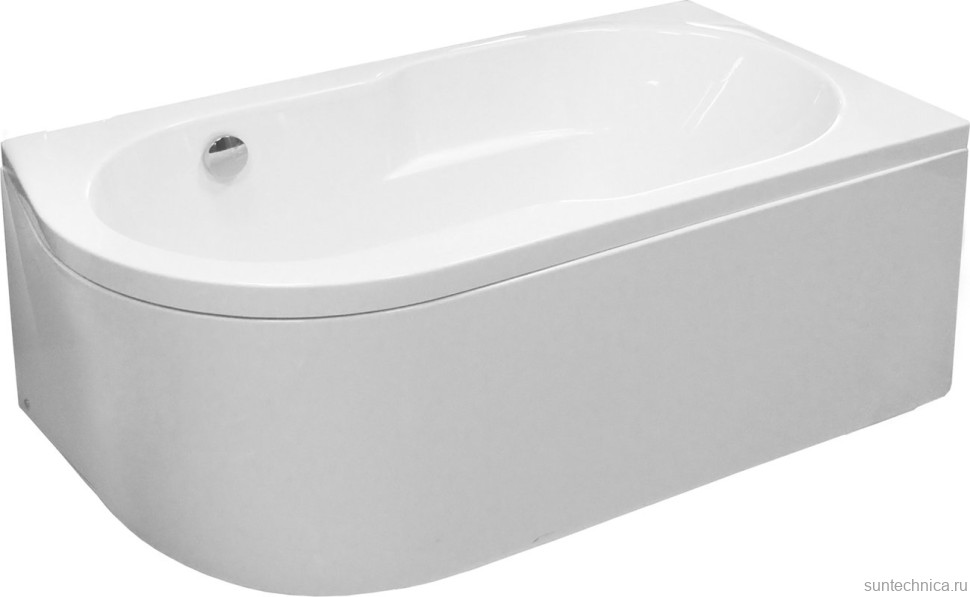 Акриловая ванна Royal Bath Azur RB 614201 R 150x80 см, угловая, правая, пристенная, белая, асимметричная, с каркасом