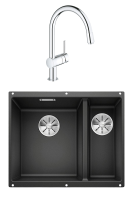 Комплект Мойка Blanco Subline 340/160-U антрацит, левая + Смеситель Grohe Minta 3291800E хром
