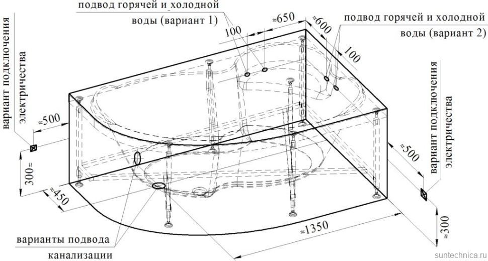 Акриловая ванна Radomir Vannesa Ирма 1 2-01-0-2-1-217 R 170x110 см, угловая, правая, пристенная, белая, асимметричная, с каркасом, с сиденьем