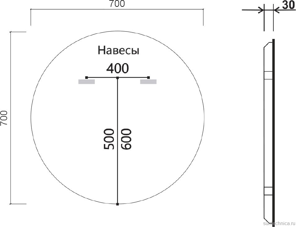 Зеркало круглое Vincea VLM-3DE700B-2 70 с подсветкой и антизапотевателем