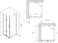 Душевой уголок Abber Zart AG08090P-S81 90х80, профиль хром, стекло прозрачное