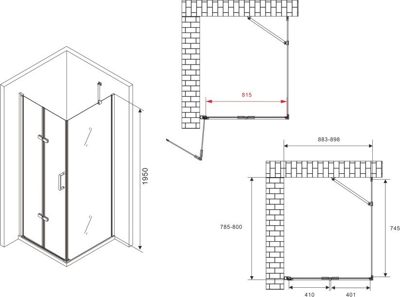 Душевой уголок Abber Zart AG08090P-S81 90х80, профиль хром, стекло прозрачное