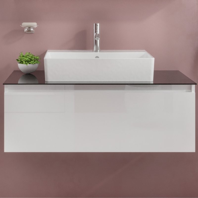 Тумба с раковиной VitrA Nuo 100 подвесная, глянцевая белая