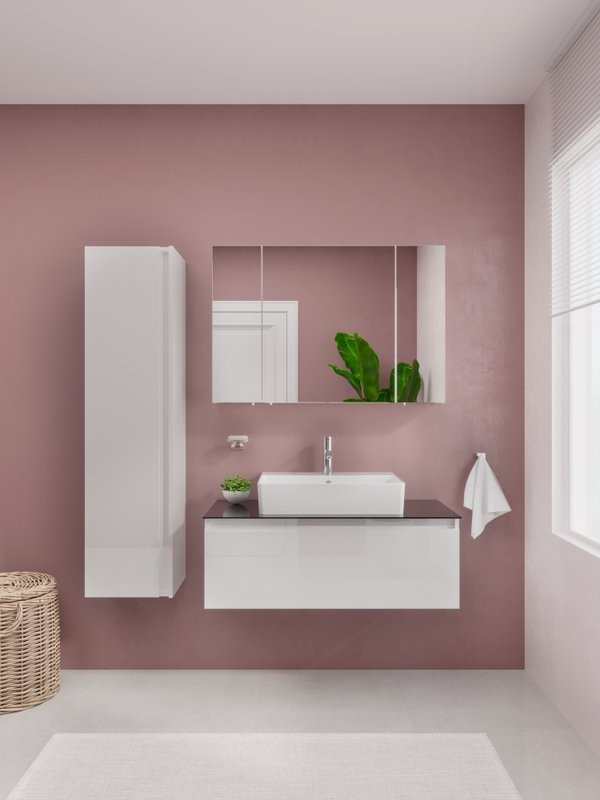 Тумба с раковиной VitrA Nuo 100 подвесная, глянцевая белая