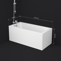 Акриловая ванна AM.PM Gem W90A 150x70 см, пристенная, белая, с каркасом