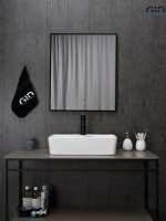 Накладная раковина GID Geometrico N9092 55 глянцевая белая, прямоугольная, фаянс, с 1 отверстием под смеситель