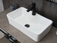 Накладная раковина GID Geometrico N9092 55 глянцевая белая, прямоугольная, фаянс, с 1 отверстием под смеситель