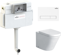 Комплект Lavinia Boho Унитаз приставной Biore 33044050 + Крышка-сиденье Biore 33290410 с микролифтом + Бачок скрытого монтажа RelFix 38020010 + Кнопка RelFix 3805001W