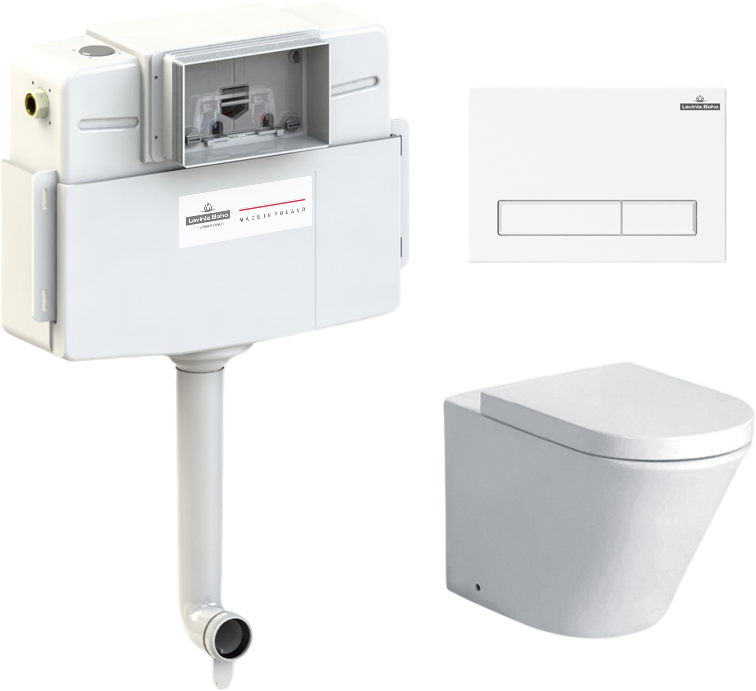 Комплект Lavinia Boho Унитаз приставной Biore 33044050 + Крышка-сиденье Biore 33290410 с микролифтом + Бачок скрытого монтажа RelFix 38020010 + Кнопка RelFix 3805001W