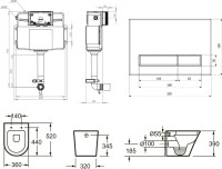 Комплект Lavinia Boho Унитаз приставной Biore 33044050 + Крышка-сиденье Biore 33290410 с микролифтом + Бачок скрытого монтажа RelFix 38020010 + Кнопка RelFix 3805001W