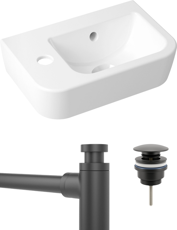 Комплект Раковина маленькая Lavinia Boho One 33310001L + Донный клапан Wellsee Drainage System 182140000 матовый черный + Сифон 182105000 матовый черный