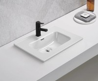 Мебельная раковина GID Integrado 9060s 61 накладная, глянцевая белая, прямоугольная, фаянс