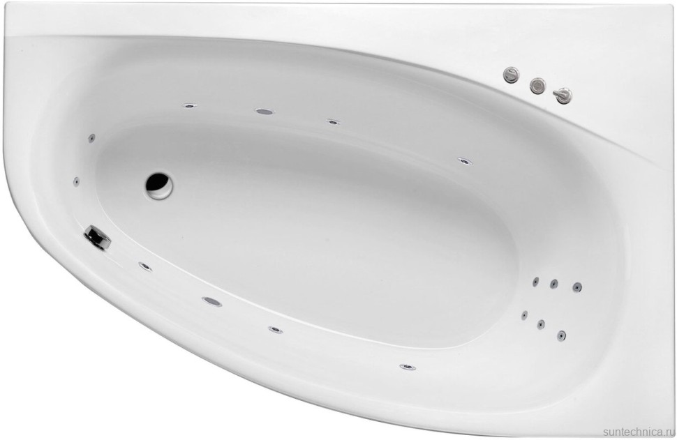 Акриловая ванна Excellent Kameleon WAEX.KMP17.SMART P 170x110 см, угловая, правая, пристенная, с гидромассажем, белая, асимметричная, с каркасом, со сливом-переливом