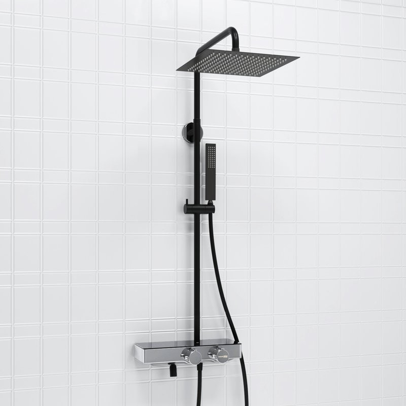 Душевая стойка Wasserkraft Abens 2000 A114.162.218.CB Thermo с термостатом, черная