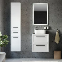 Мебель для ванной комнаты STWORKI Эстерсунд 60 белая матовая, простоун беж с отверстием под смеситель в столешнице